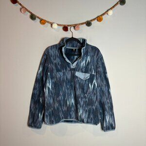 Sierra Designs blue watercolor snap up fleece sweatshirt